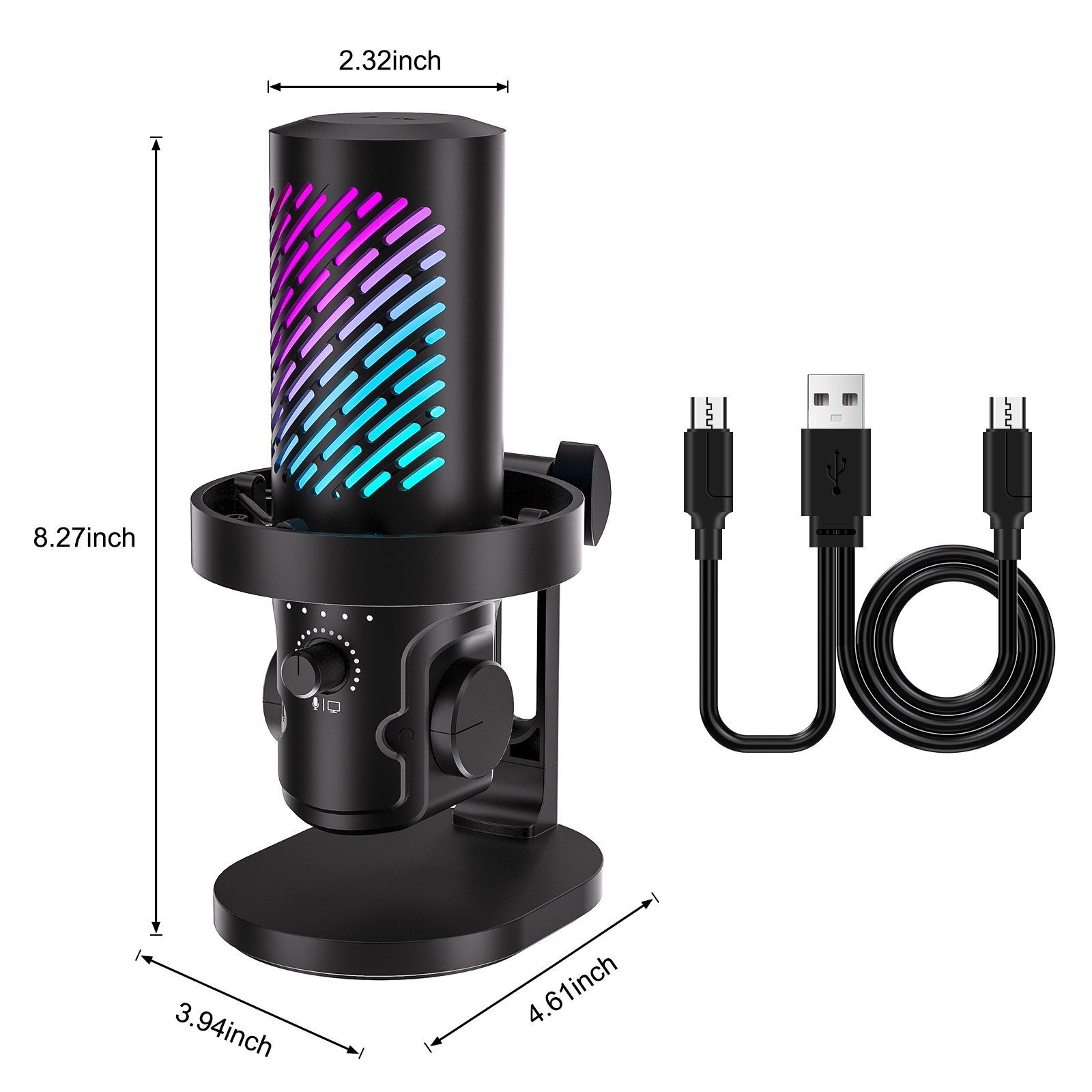 Pc Gaming Youtube - Tenlamp CG1 RGB USB-streamingmicrofoon, professionele computercondensatormicrofoon